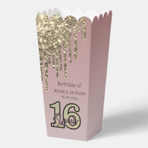 Blush Pink Rose Gold Sweet Sixteen Favor Box