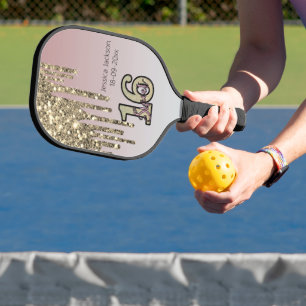 Blush Pink  Rose Gold Sweet Sixteen Pickleball Paddle