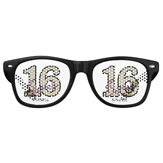 Blush Pink  Rose Gold Sweet Sixteen Retro Sunglasses (Front)