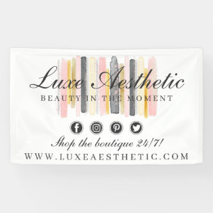 Blush Pink & Rose Gold Watercolor Paint Strokes Banner