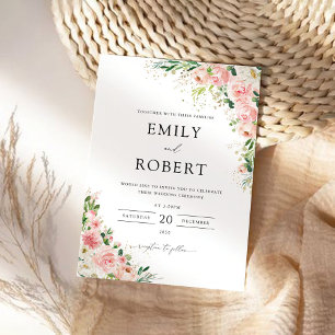 Blush Pink Rose Gold Wedding Ceremony Invitation
