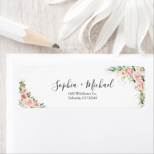 Blush Pink Rose Gold Wedding Return Address Label