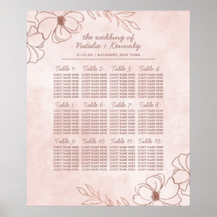 Blush Pink & Rose Gold Wedding Table Seating Chart