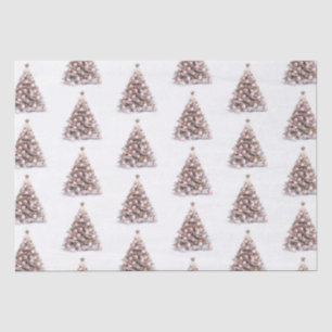 Blush Pink Rose Gold White Christmas Trees Tissue Paper