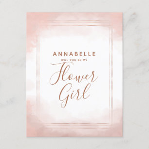Blush Pink & Rose Gold Will You Be My Flower Girl Invitation