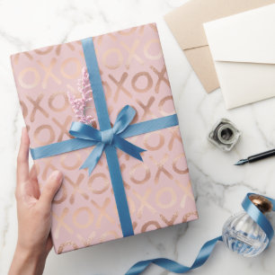 Blush Pink Rose Gold XOXO Wrapping Paper