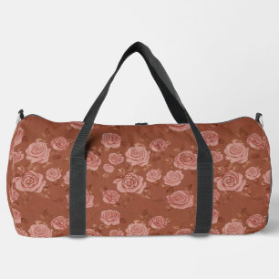 Blush Pink Rose Leather Look Duffle Bag