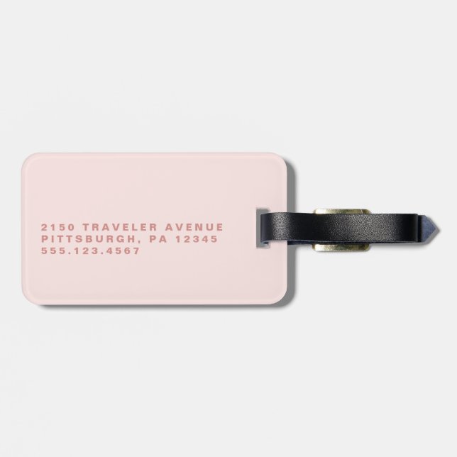 Blush Pink Rose Monogram Luggage Tag (Back Horizontal)