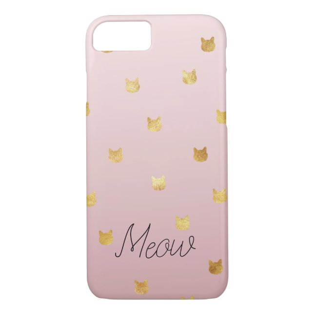 Blush Pink Rose Ombre Gold Cats Case-Mate iPhone Case (Back)