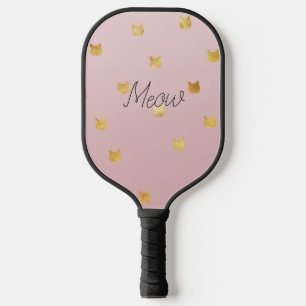 Blush Pink Rose Ombre Gold Cats Pickleball Paddle