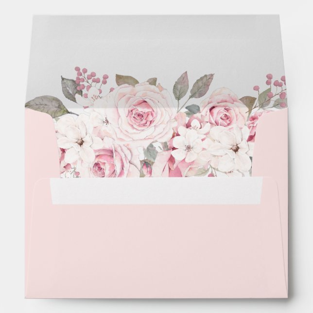 Blush Pink Rose Peony Floral Envelope (Back (Bottom))