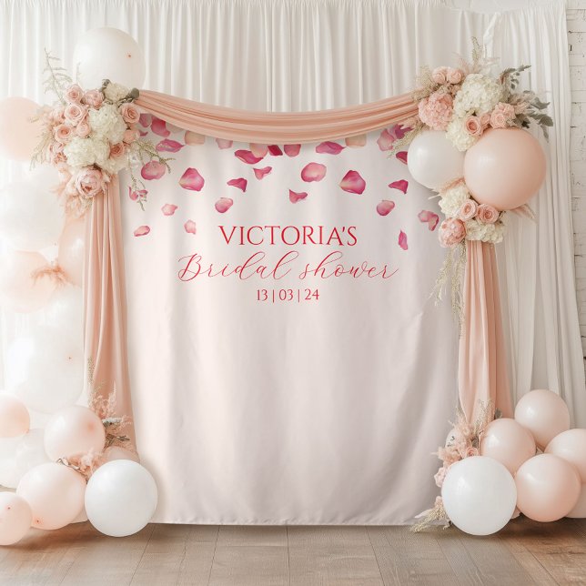 Blush Pink Rose Petals Bridal Shower Backdrop Tapestry (Creator Uploaded)