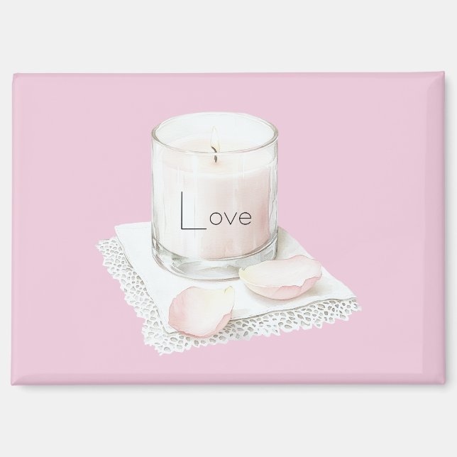 Blush pink rose petals candle magnet (Front)