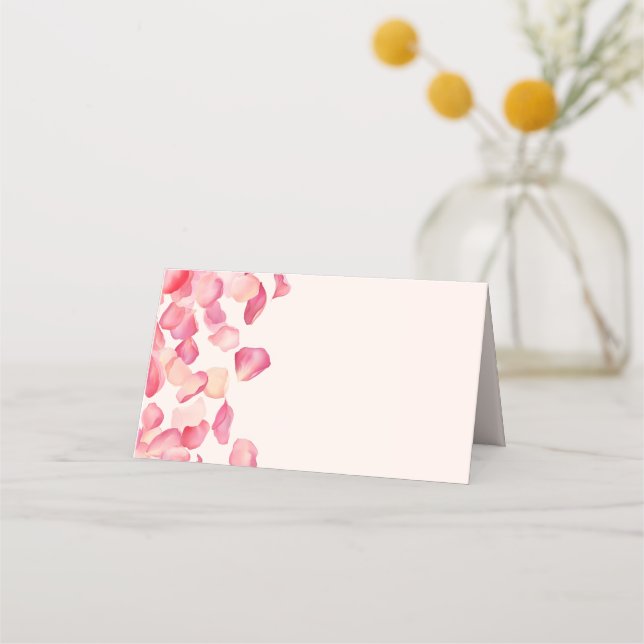 Blush Pink Rose Petals  Place Card (Front)