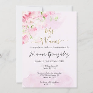 Blush pink rose quinceañera invitation