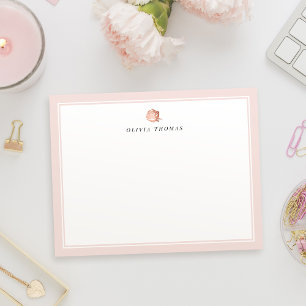Blush pink rose retro personalized Stationery Card