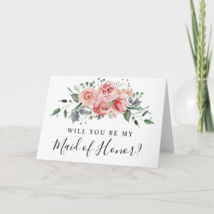 Blush Pink Rose Spring Maid of Honour Flowers Chic Card