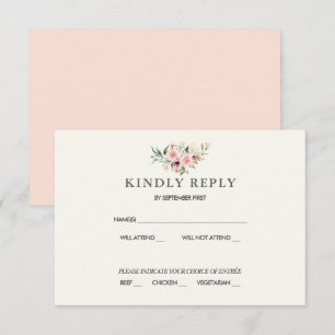Blush Pink Rose Watercolor Wedding RSVP Card