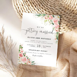 Blush Pink Rose Wedding Ceremony Invitation