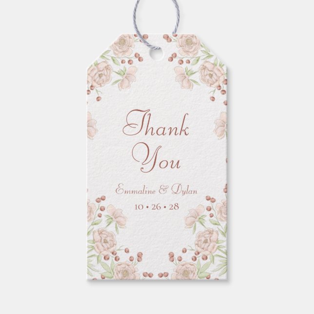 Blush Pink Rose Wedding Gift Tags (Front)