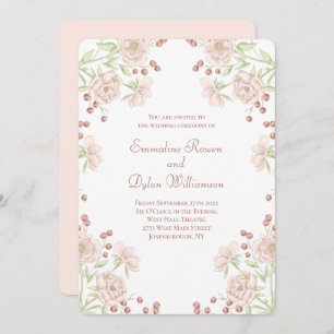 Blush Pink Rose Wedding Invitation