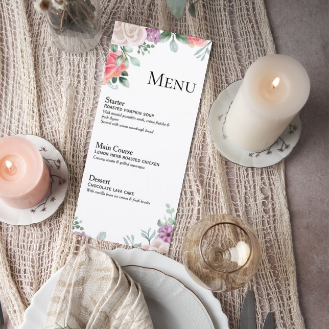 Blush Pink Rose Wedding Menu Card (Creator Uploaded)