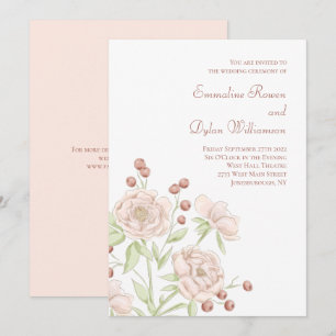Blush Pink Rose Wedding Modern Invitation