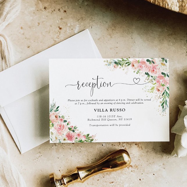 Blush Pink Rose Wedding Reception Enclosure Cards (Creator Uploaded)