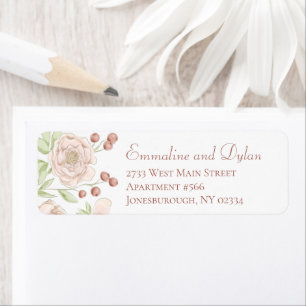 Blush Pink Rose Wedding Return Address Labels