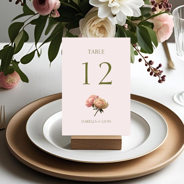 Blush Pink | Rose Wedding Table Number Card (Creator Uploaded)