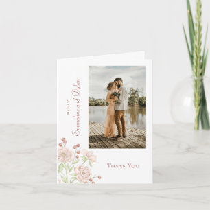 Blush Pink Rose Wedding Thank You Cards Photo