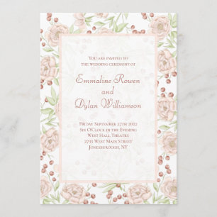 Blush Pink Rose Wedding Vintage Invitation