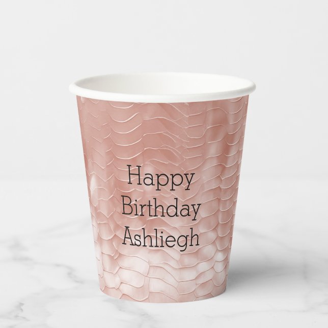 Blush Pink Rose White Shell Paper Cups (Front)