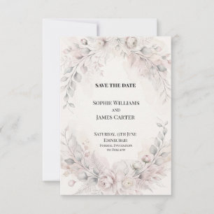 Blush Pink Rose Wreath Save the Date Card