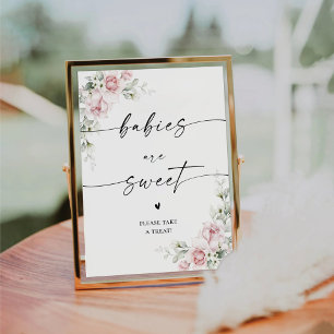 Blush Pink Roses Baby Shower Babies Are Sweet Sign