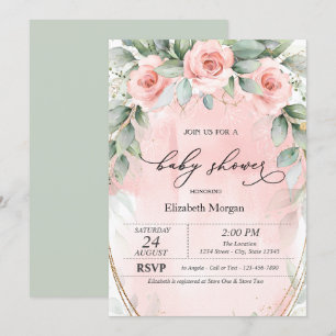 Blush Pink Roses Baby Shower  Invitation