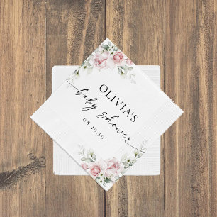 Blush Pink Roses Baby Shower Paper Napkin