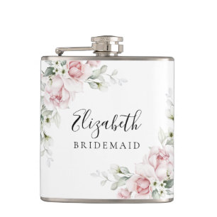 Blush Pink Roses Bridal Shower Flask