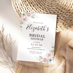 Blush Pink Roses Bridal Shower Invitation