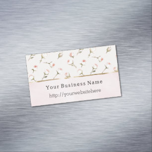 Blush Pink Roses Floral Business name website Magnetic Business Card