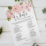 Blush Pink Roses Floral Game Whats In Your Purse Flyer<br><div class="desc">What's In Your Purse bridal shower game.  Soft watercolor blush pink roses.   Coordinating backside. Matching items to complete your event collection are available in our Zazzle store!</div>