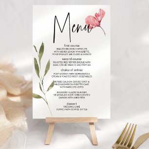 Blush Pink Roses Floral Romantic Wedding Menu