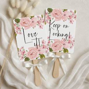 Blush Pink Roses Floral Say Yes To The Dress Hand Fan