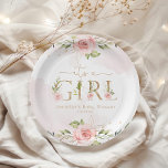 Blush pink roses girl baby shower paper plate<br><div class="desc">Blush pink roses girl baby shower Paper Plates
Matching items available.</div>