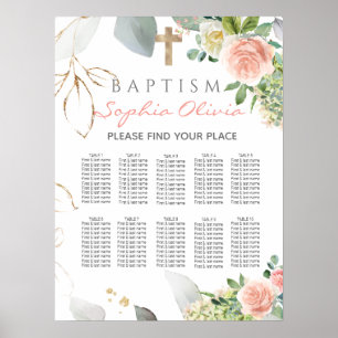 Blush Pink Roses Girl Baptism Seating Chart