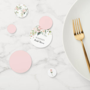 Blush Pink Roses Greenery Wedding Bridal Shower Confetti