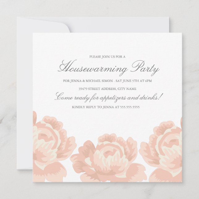 Blush Pink Roses Housewarming Party Invitation (Front)