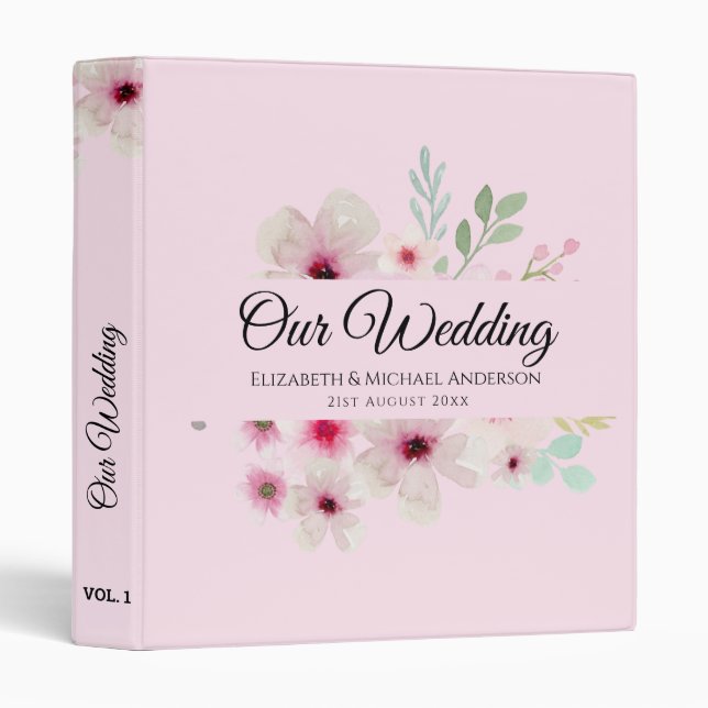 Blush Pink Roses NEWLYWEDS WEDDING Couple Binder (Front/Spine)