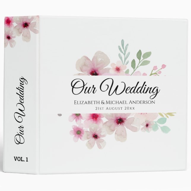 Blush Pink Roses NEWLYWEDS WEDDING Couple Binder (Front/Spine)