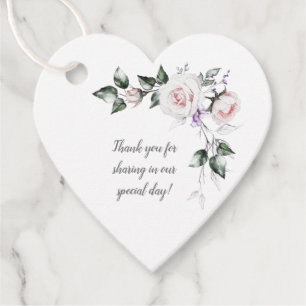 Blush Pink Roses Purple Wildflowers Wedding   Favour Tags